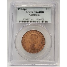 AUSTRALIA 1959 . ONE 1 PENNY . PROOF